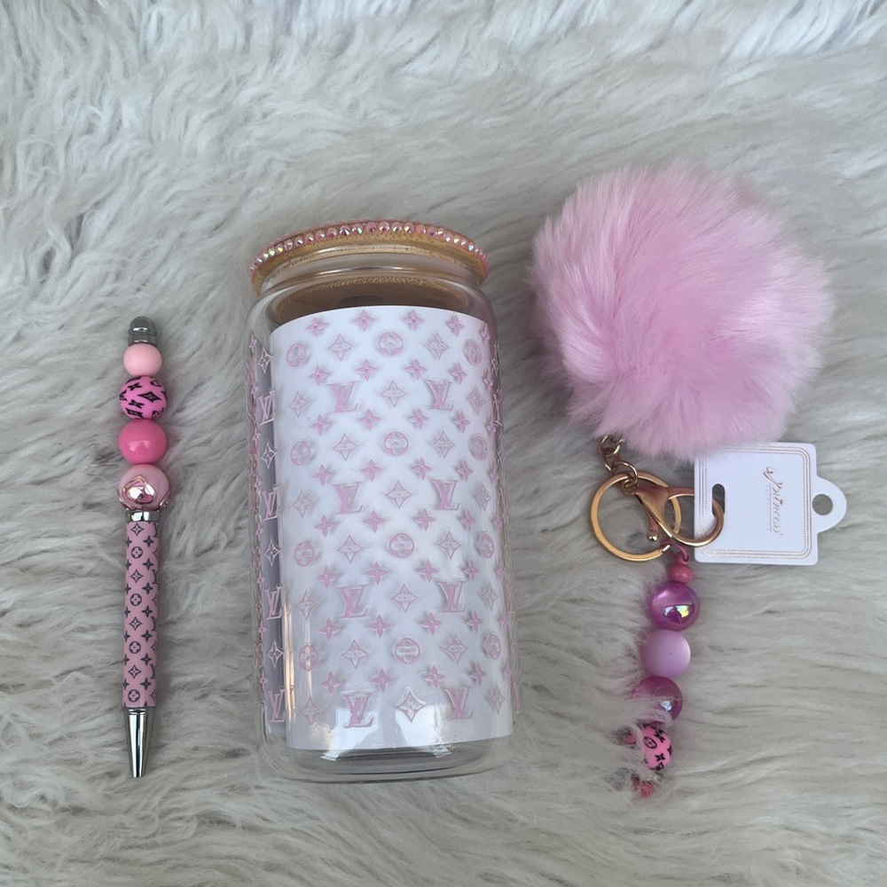 Beaded Stylus Pen ,Keychain ,Glass Can 16  Oz